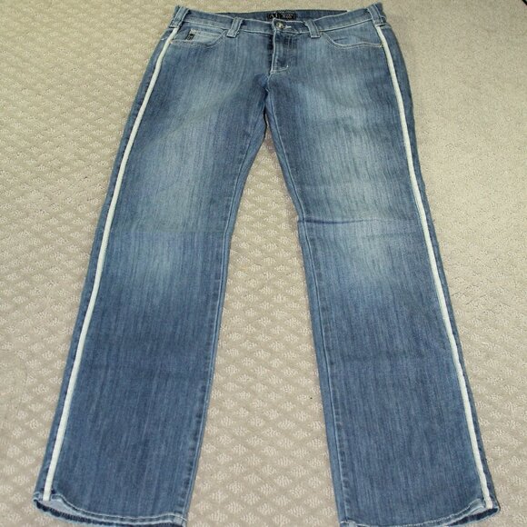 Vintage AJ Armani Jeans Women's Size 27 Light Blue With Side Stripes Blue Jeans - Picture 1 of 6